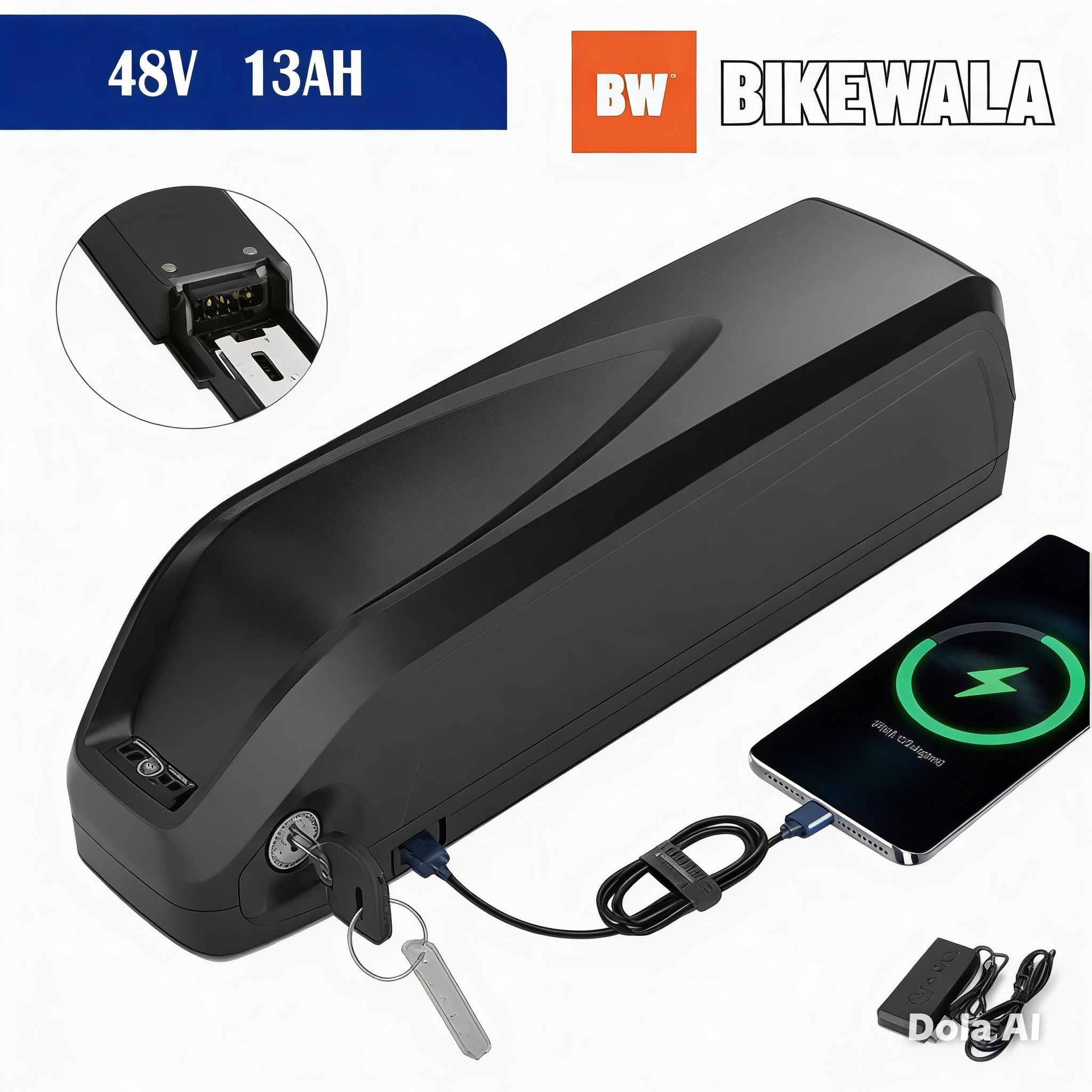 48V 13Ah Down Tube Lithium-Ion Ebike Battery